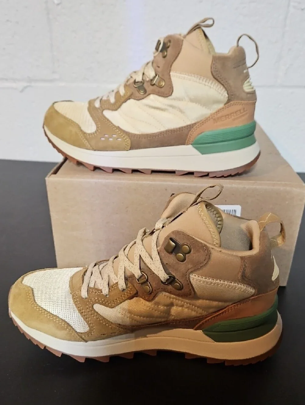 Merrell Women's Beige and Green Trail High-Top Sneakers